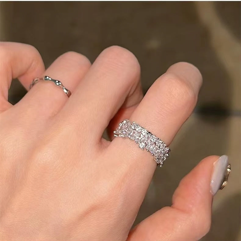 Sparkling Rhinestone Stackable Ring Set | Adjustable Luxury Duo Rings