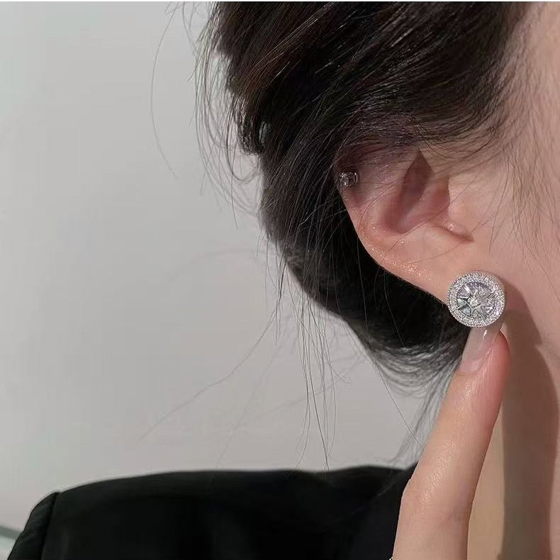 Halo Paved Rhinestone Stud Earrings | Dazzling Luxury Minimalist Bling