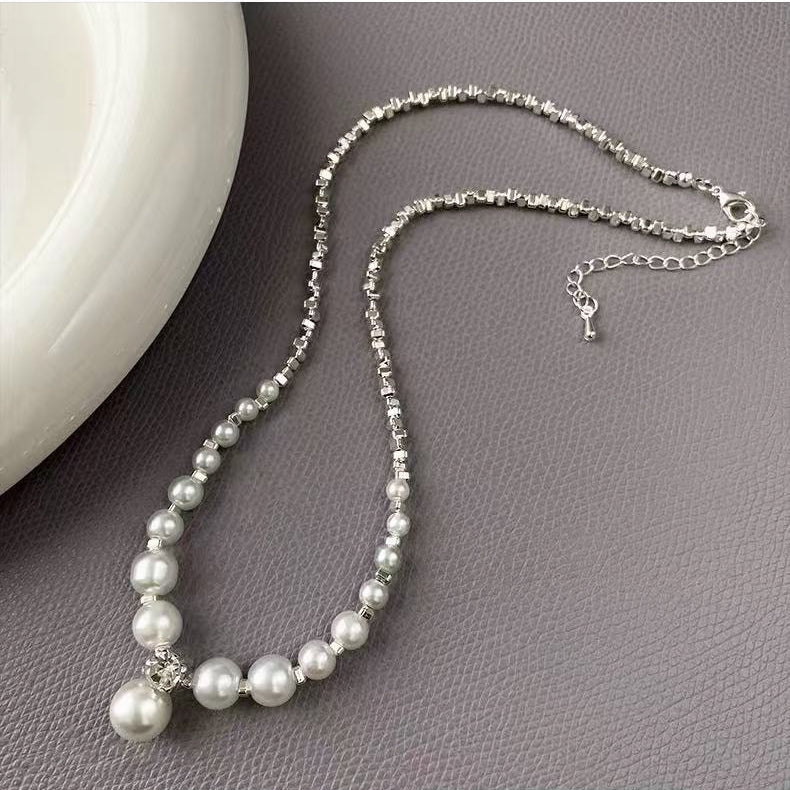 Gradient Pearl Pendant Necklace | French Elegant Luxury Statement Jewelry