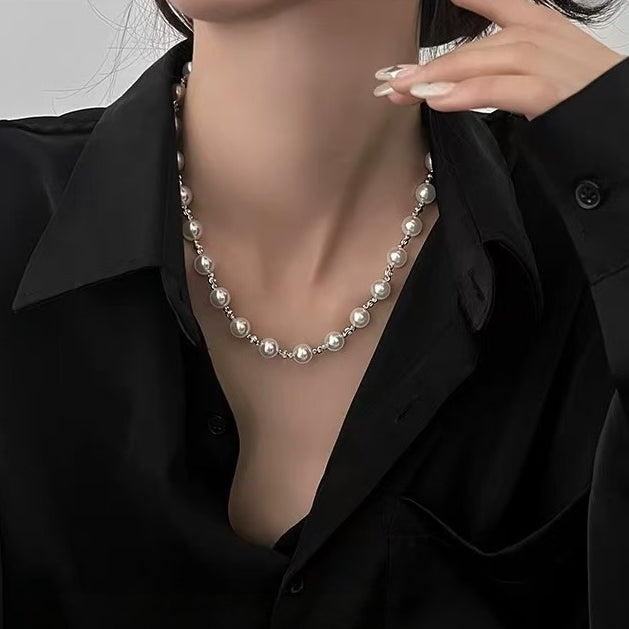 Designer Mixed Pearl Spliced Necklace | Timeless Elegant Luxury Jewelry