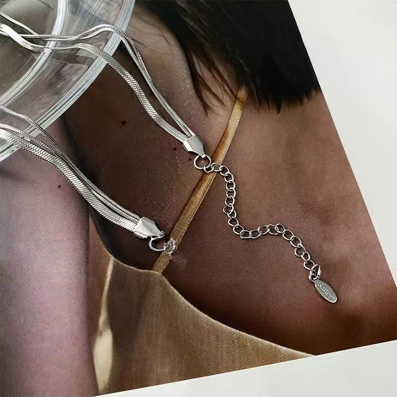 Multi-Layer Stacked Minimalist Snake Chain Necklace | Sleek Quiet Luxury Accessory