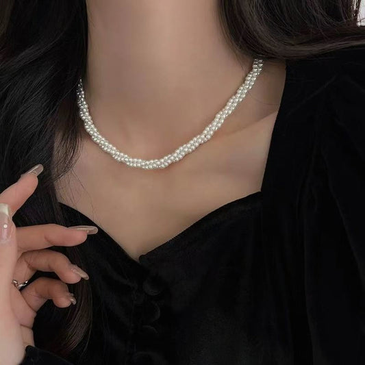 French Vintage Multi-Strand Twisted Pearl Necklace: A Touch of Elegance