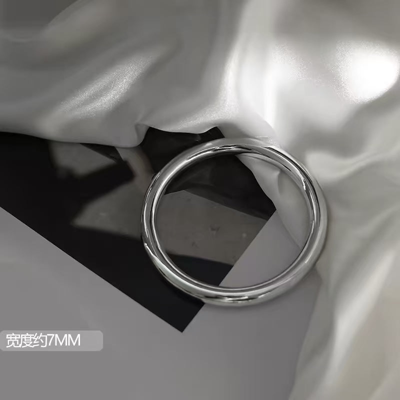 Minimal Polished Titanium Steel Bangle | Anti-Fade Cold Luxury Essential
