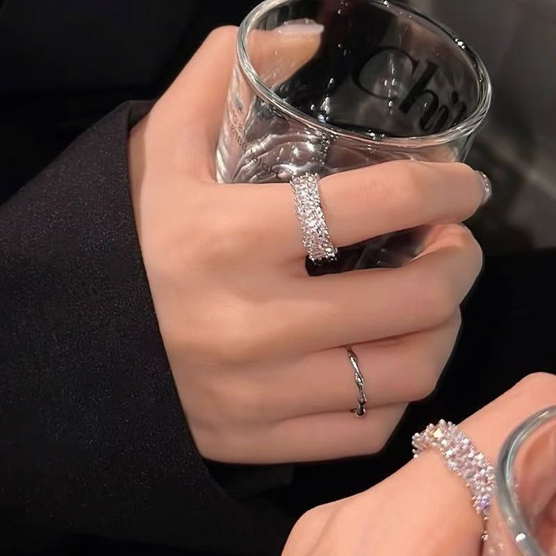 Sparkling Rhinestone Stackable Ring Set | Adjustable Luxury Duo Rings