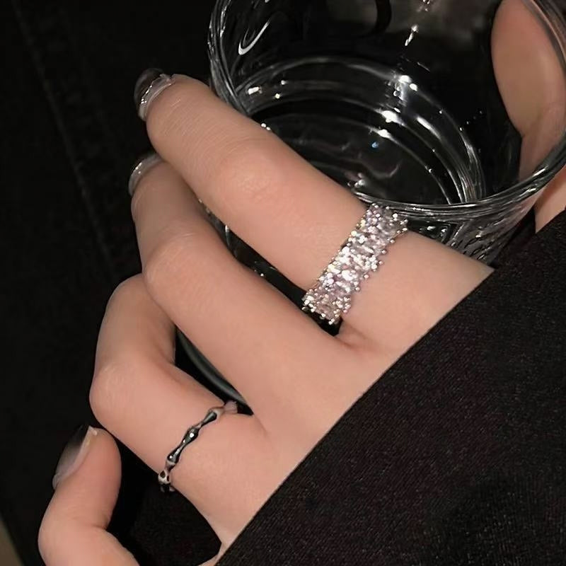 Sparkling Rhinestone Stackable Ring Set | Adjustable Luxury Duo Rings
