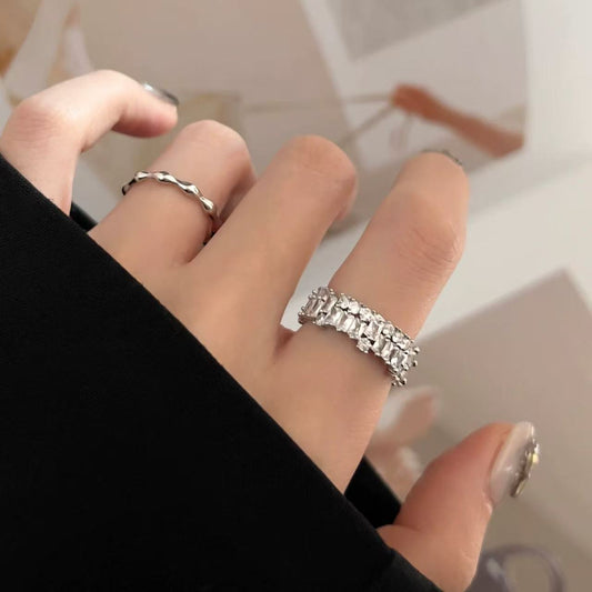 Sparkling Rhinestone Stackable Ring Set | Adjustable Luxury Duo Rings