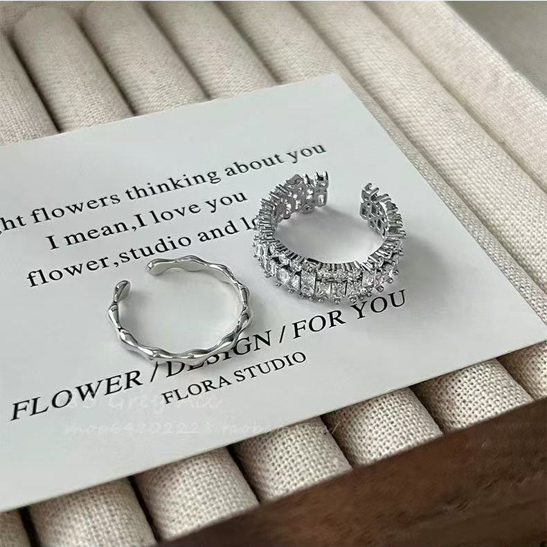 Sparkling Rhinestone Stackable Ring Set | Adjustable Luxury Duo Rings