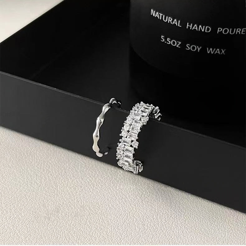 Sparkling Rhinestone Stackable Ring Set | Adjustable Luxury Duo Rings