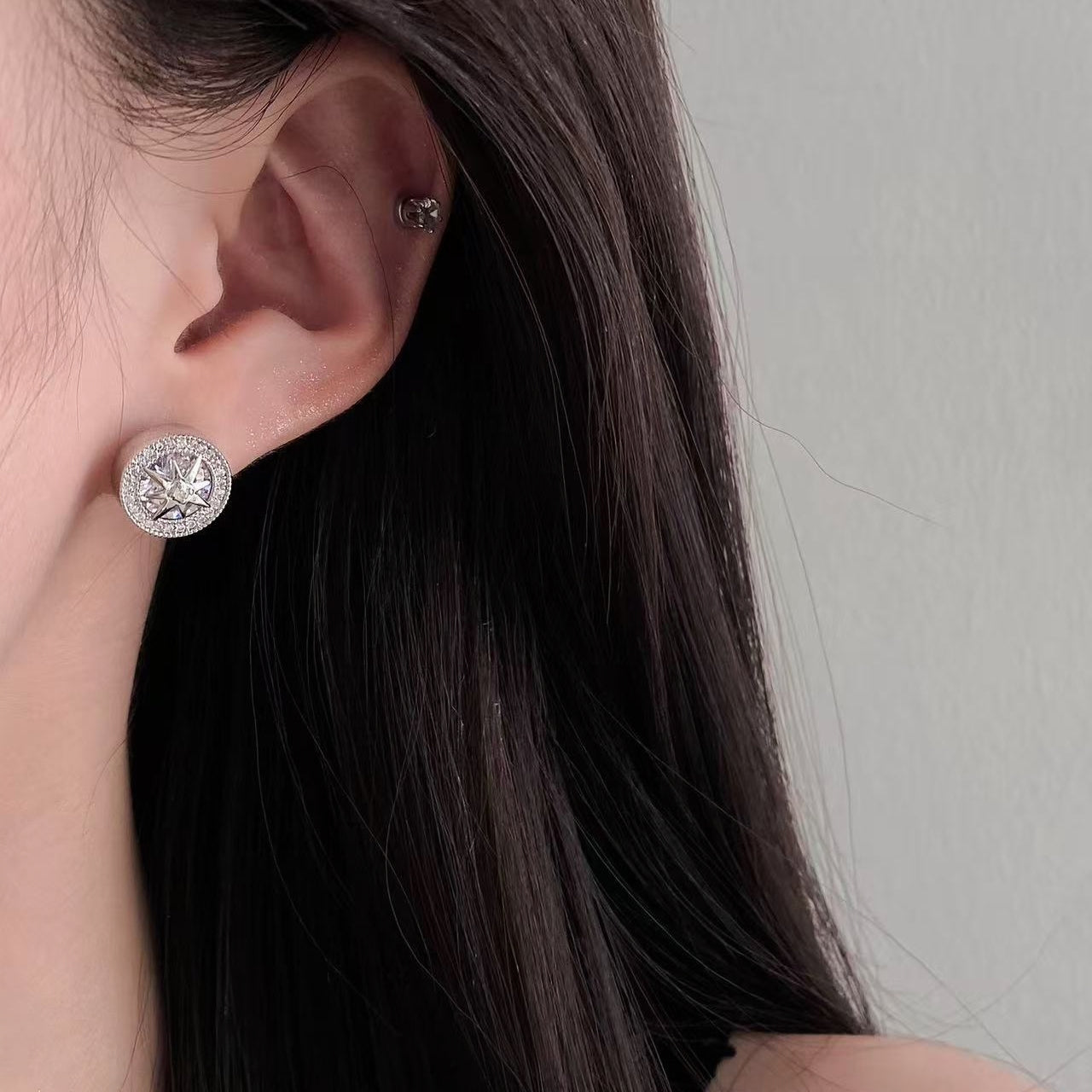 Halo Paved Rhinestone Stud Earrings | Dazzling Luxury Minimalist Bling
