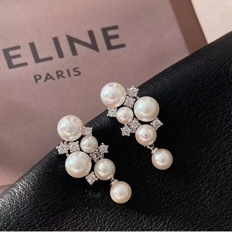 Grape Cluster Pearl Zircon Drop Earrings | Artistic Luxury Elegant Jewelry