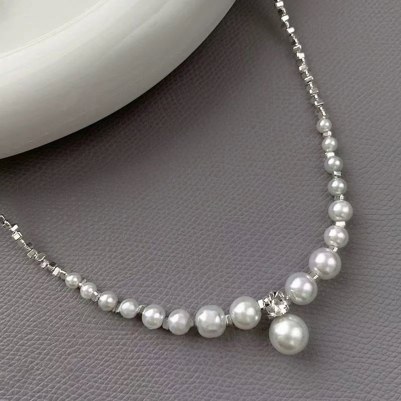 Gradient Pearl Pendant Necklace | French Elegant Luxury Statement Jewelry