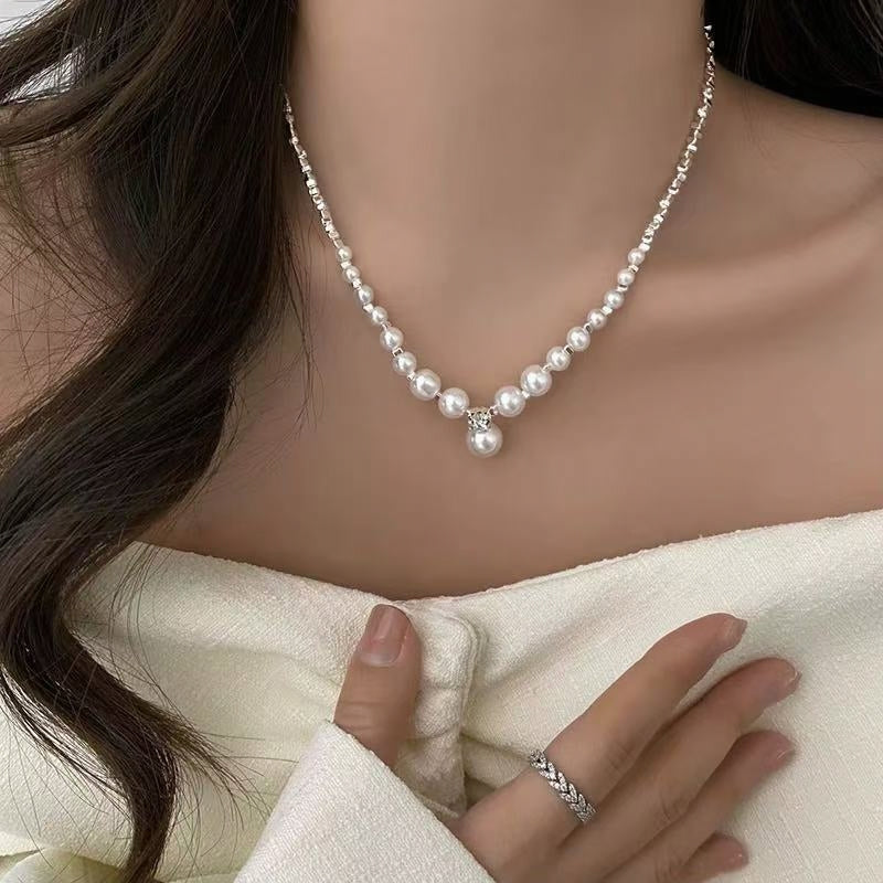 Gradient Pearl Pendant Necklace | French Elegant Luxury Statement Jewelry