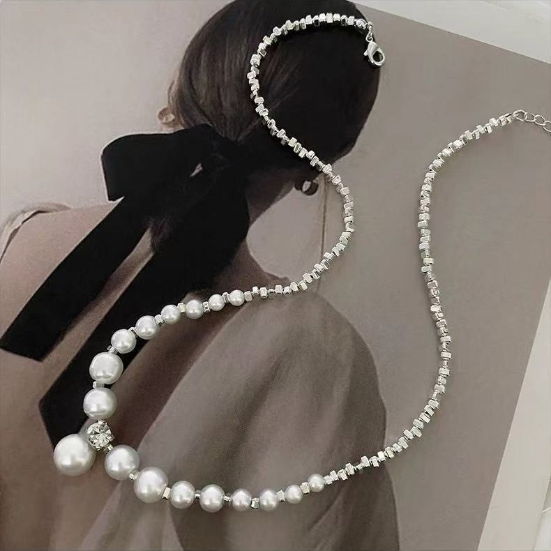 Gradient Pearl Pendant Necklace | French Elegant Luxury Statement Jewelry