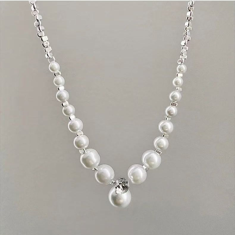 Gradient Pearl Pendant Necklace | French Elegant Luxury Statement Jewelry