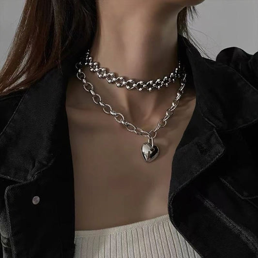 Handmade Hollow Bead Titanium Steel Choker Necklace | Cold Luxury Trendy Statement Chain