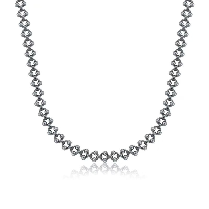 Handmade Hollow Bead Titanium Steel Choker Necklace | Cold Luxury Trendy Statement Chain