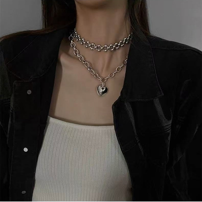 Handmade Hollow Bead Titanium Steel Choker Necklace | Cold Luxury Trendy Statement Chain