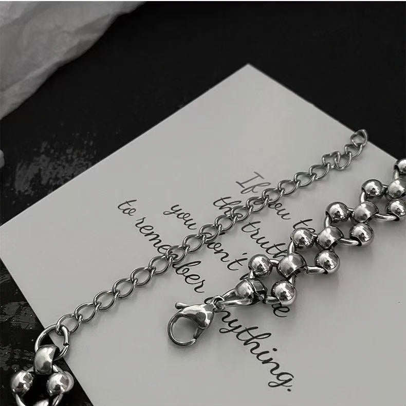Handmade Hollow Bead Titanium Steel Choker Necklace | Cold Luxury Trendy Statement Chain