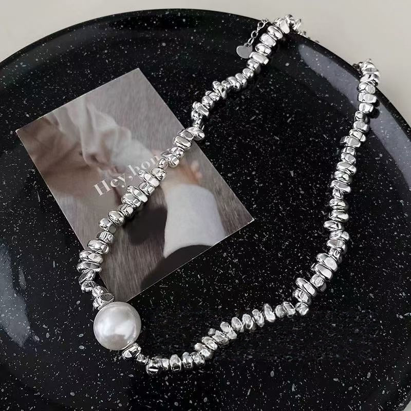 Crushed Silver Pearl Choker Necklace | Quiet Luxury Elegant Statement Jewelry
