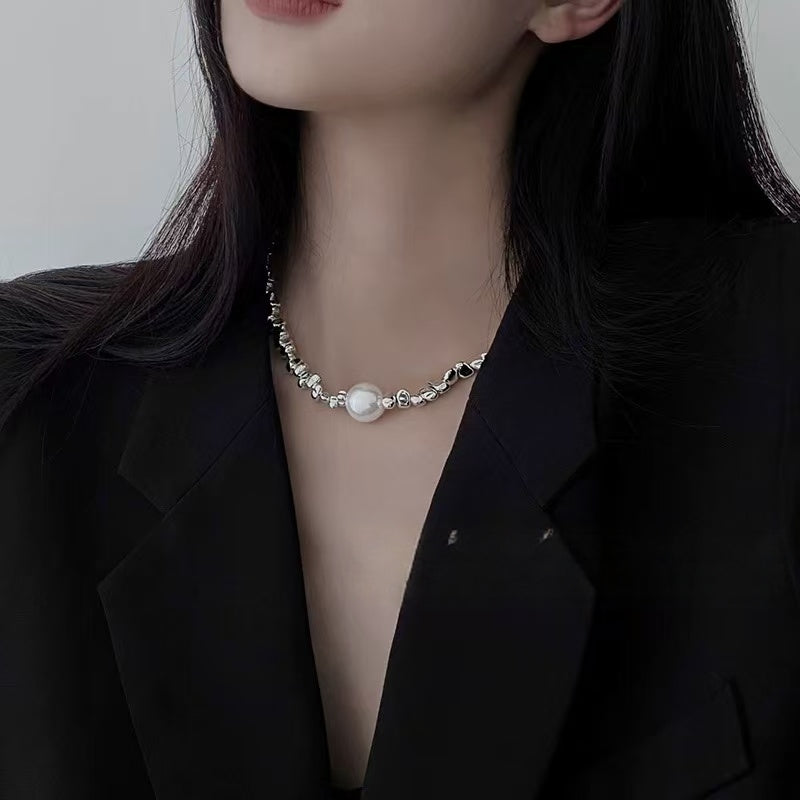 Crushed Silver Pearl Choker Necklace | Quiet Luxury Elegant Statement Jewelry