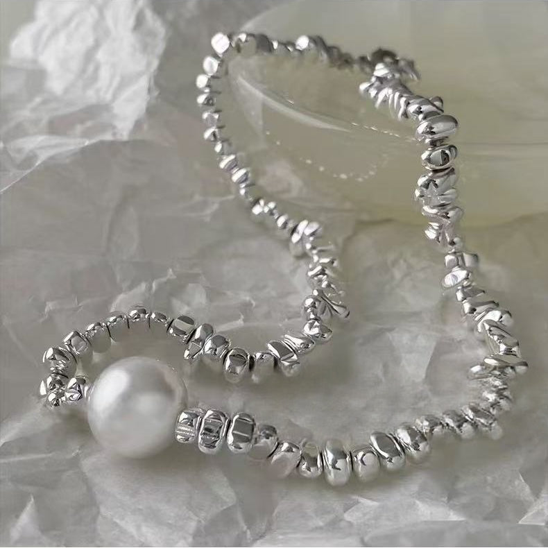 Crushed Silver Pearl Choker Necklace | Quiet Luxury Elegant Statement Jewelry
