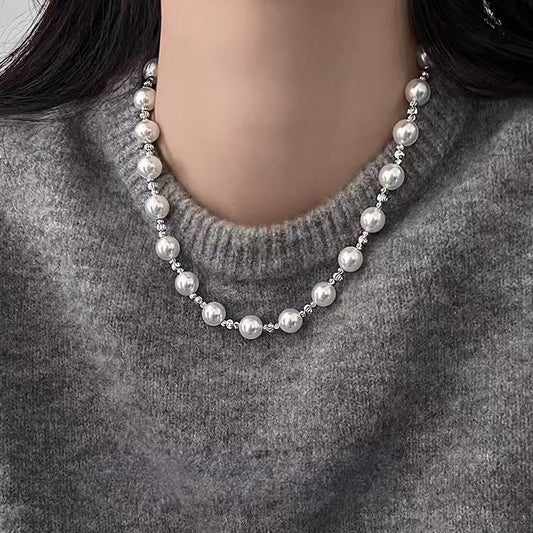 Designer Mixed Pearl Spliced Necklace | Timeless Elegant Luxury Jewelry