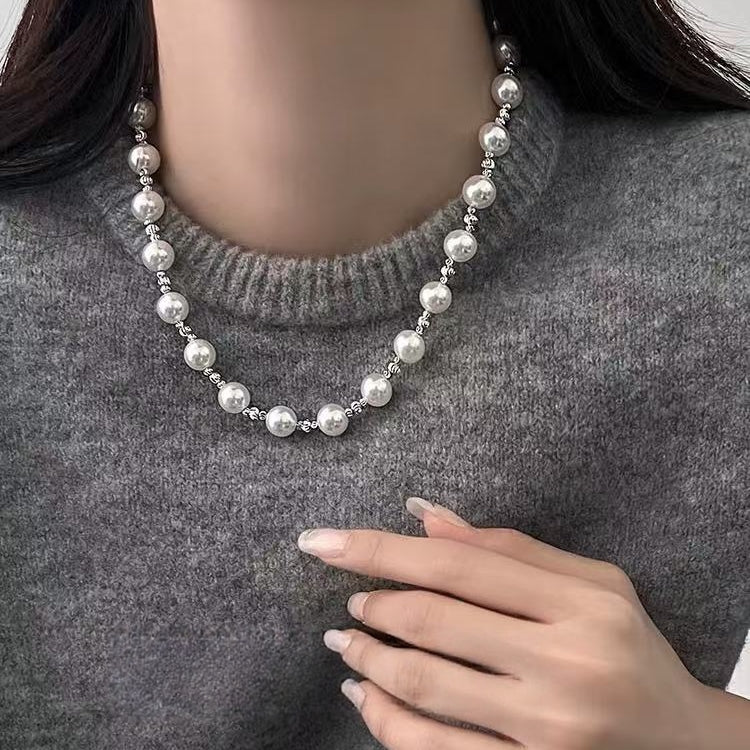Designer Mixed Pearl Spliced Necklace | Timeless Elegant Luxury Jewelry
