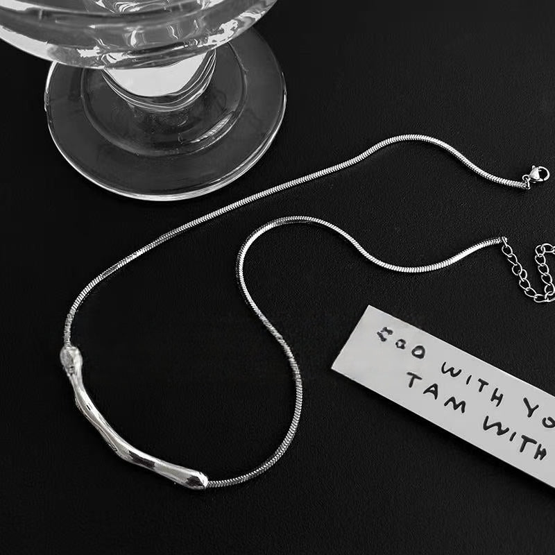 Plated Real White Gold Irregular Crinkle Necklace | Minimal Quiet Luxury Jewelry
