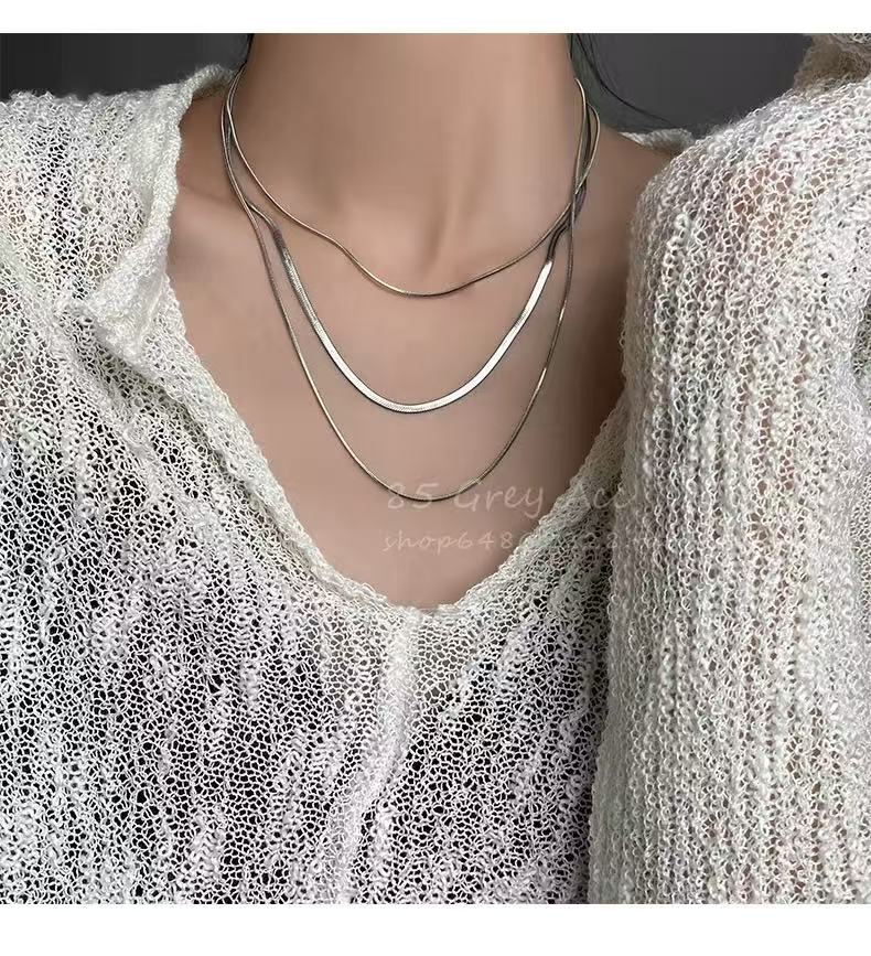 Multi-Layer Stacked Minimalist Snake Chain Necklace | Sleek Quiet Luxury Accessory