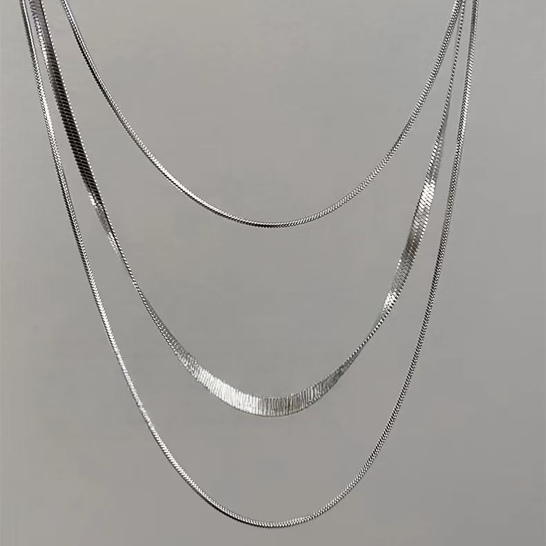 Multi-Layer Stacked Minimalist Snake Chain Necklace | Sleek Quiet Luxury Accessory