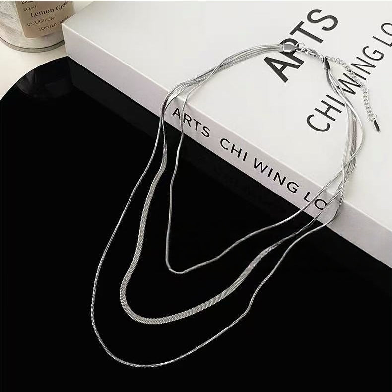 Multi-Layer Stacked Minimalist Snake Chain Necklace | Sleek Quiet Luxury Accessory