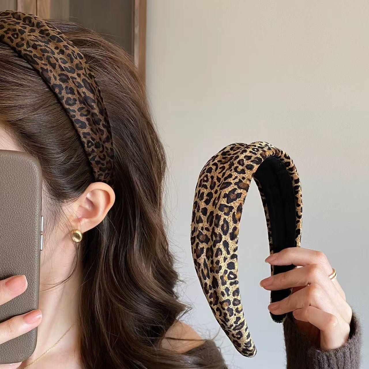 Retro Leopard Print Wide Padded Headband | Chic Luxury Elegant Hair Accessory