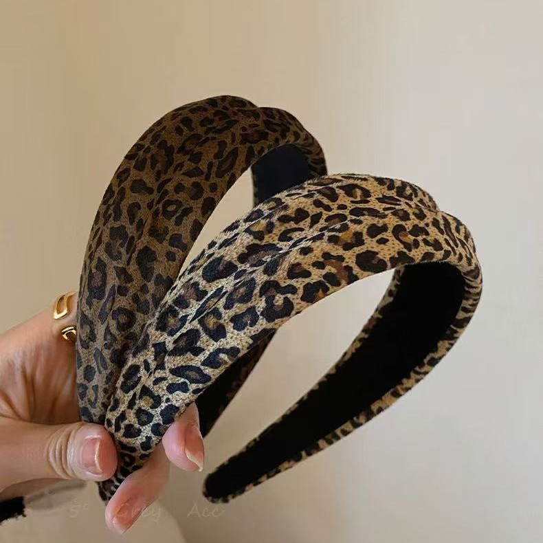 Retro Leopard Print Wide Padded Headband | Chic Luxury Elegant Hair Accessory