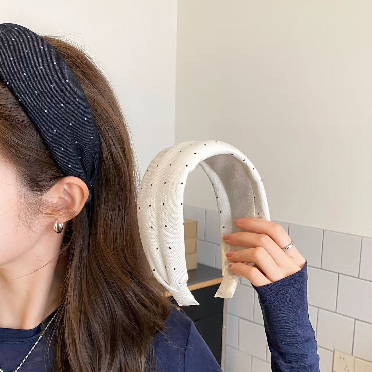 Elegant Polka Dot Wide Padded Headband | Quiet Luxury Feminine Hair Accessory