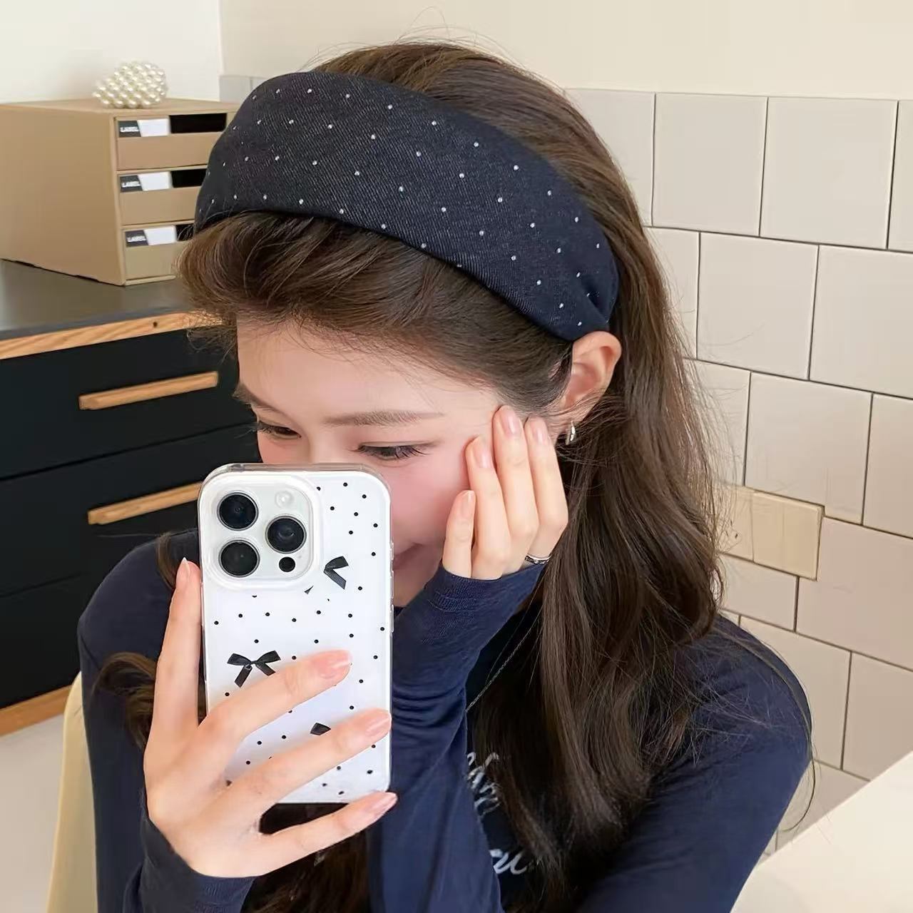 Elegant Polka Dot Wide Padded Headband | Quiet Luxury Feminine Hair Accessory
