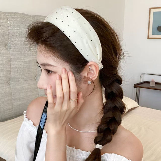 Elegant Polka Dot Wide Padded Headband | Quiet Luxury Feminine Hair Accessory