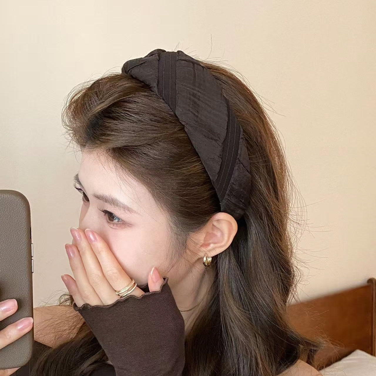 Vintage Coffee Twisted Wide Padded Headband | Sophisticated Luxury Hair Accessory