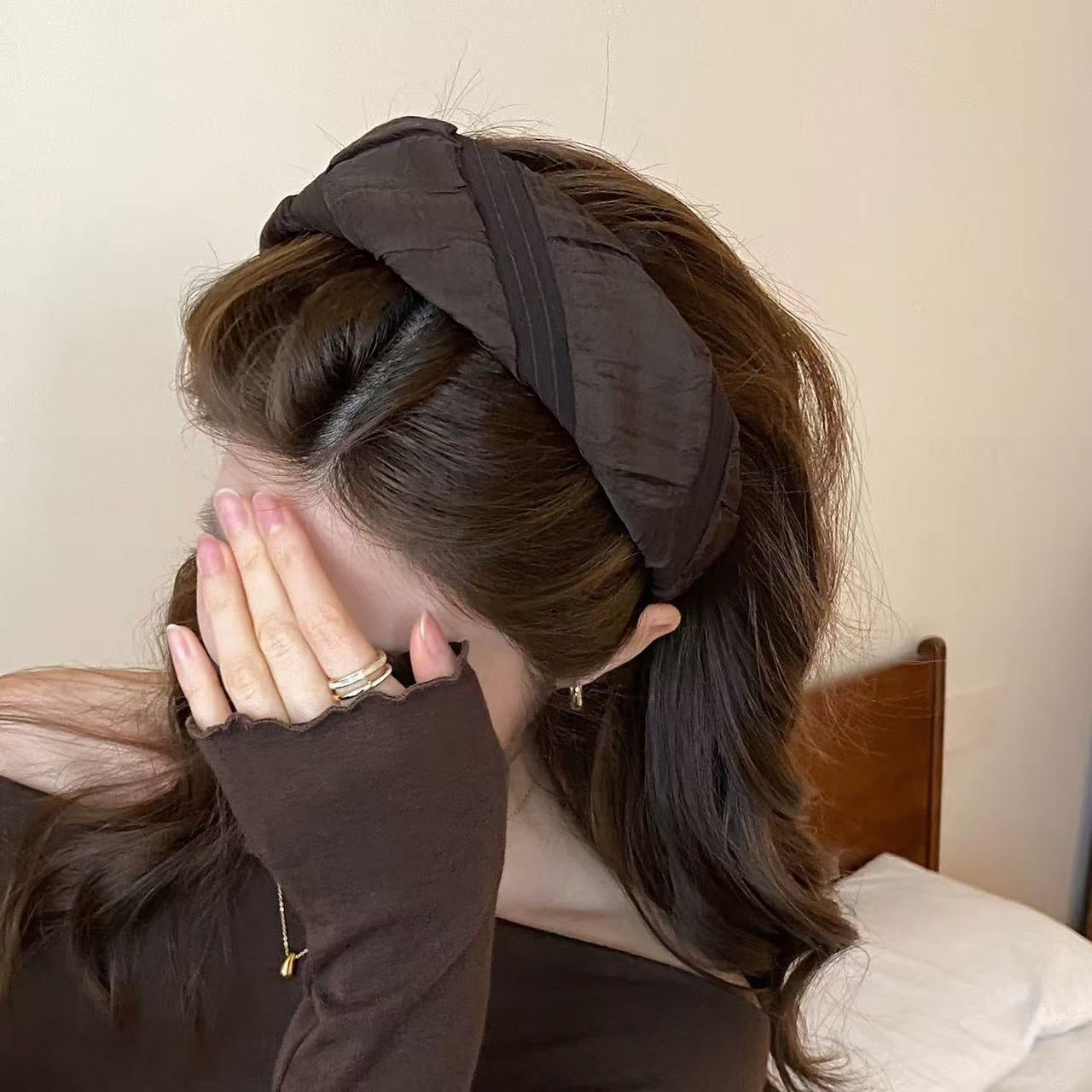 Vintage Coffee Twisted Wide Padded Headband | Sophisticated Luxury Hair Accessory