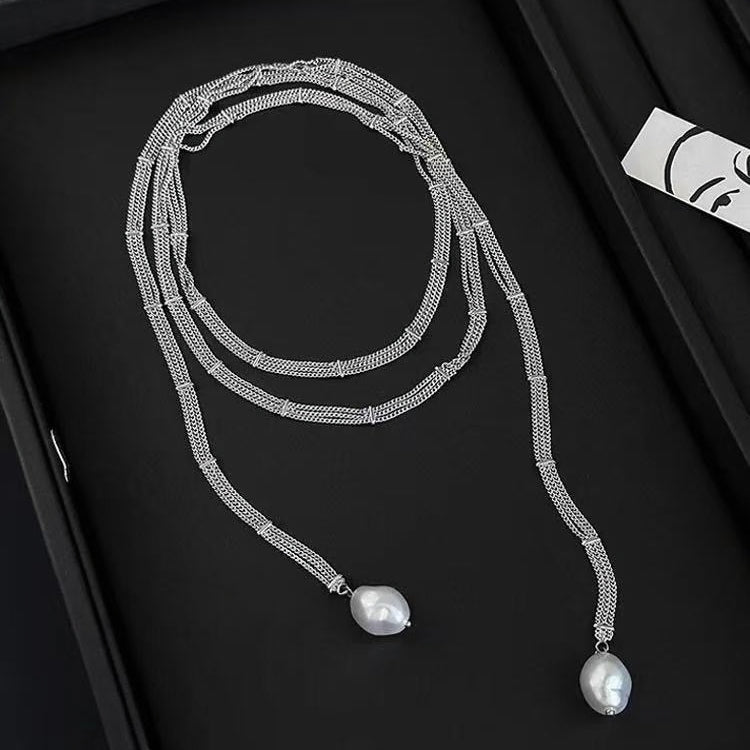 Luxury Layered Pearl Lariat Y-Necklace | Elegant Glam Jewelry for Evening Gowns