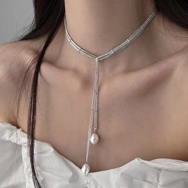 Luxury Layered Pearl Lariat Y-Necklace | Elegant Glam Jewelry for Evening Gowns