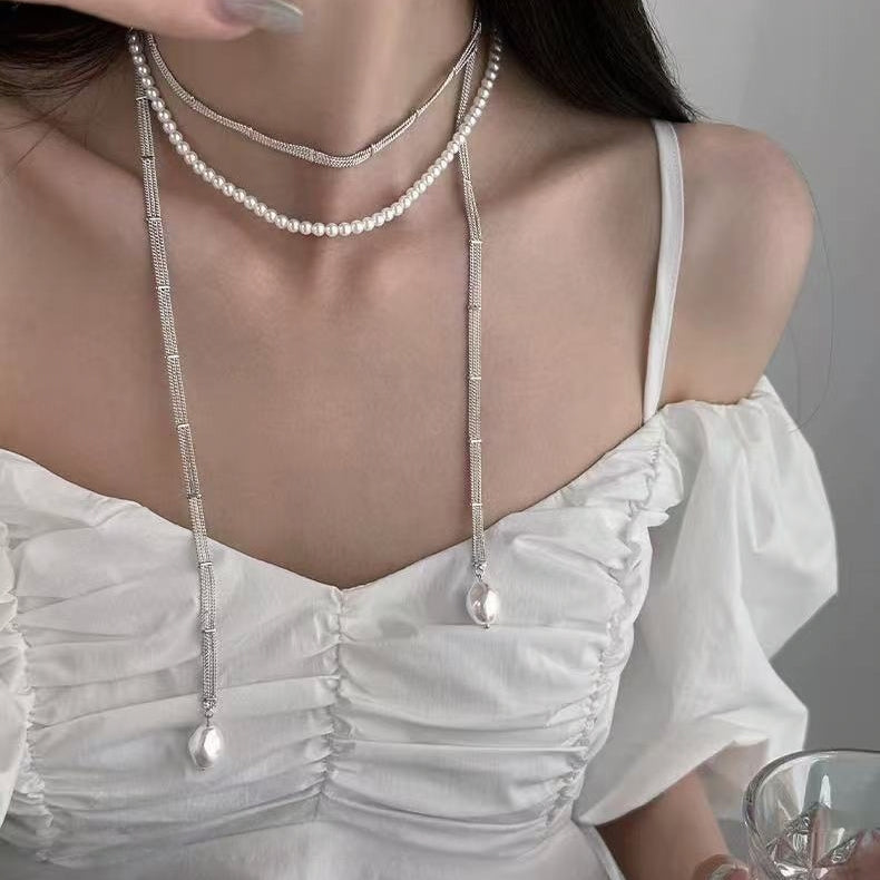 Luxury Layered Pearl Lariat Y-Necklace | Elegant Glam Jewelry for Evening Gowns