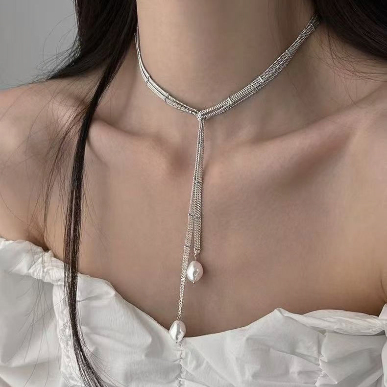 Luxury Layered Pearl Lariat Y-Necklace | Elegant Glam Jewelry for Evening Gowns