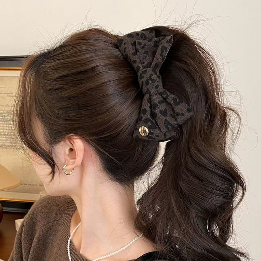 Vintage Leopard Bow Hair Clip | Elegant Luxury Hair Accessory