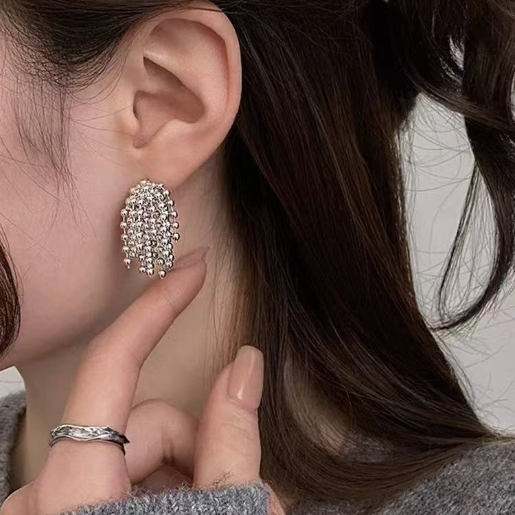 Sparkling Beaded Tassel Drop Earrings | Luxury Elegant Statement Jewelry