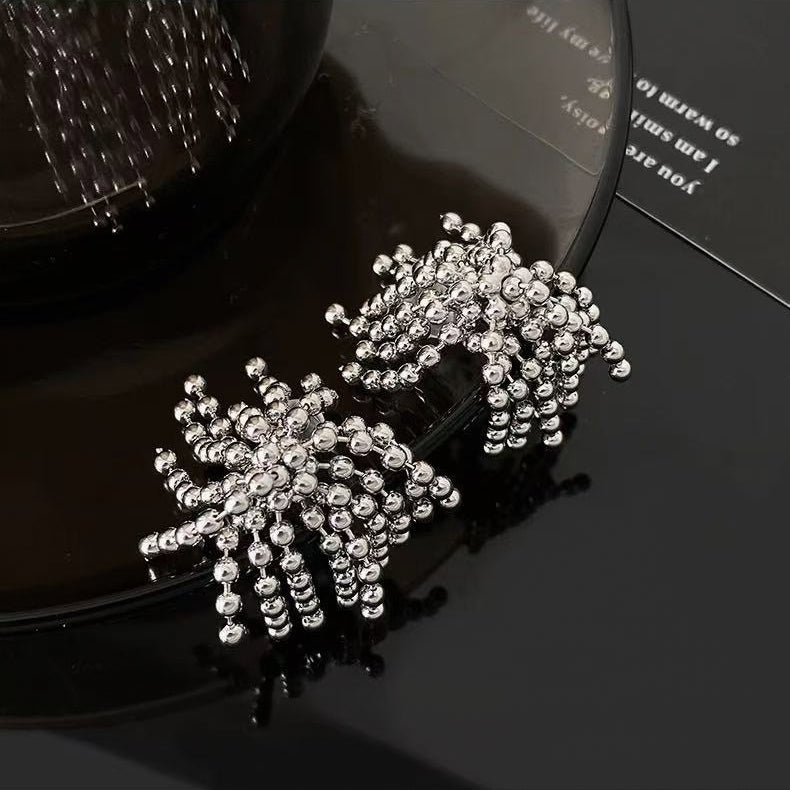 Sparkling Beaded Tassel Drop Earrings | Luxury Elegant Statement Jewelry