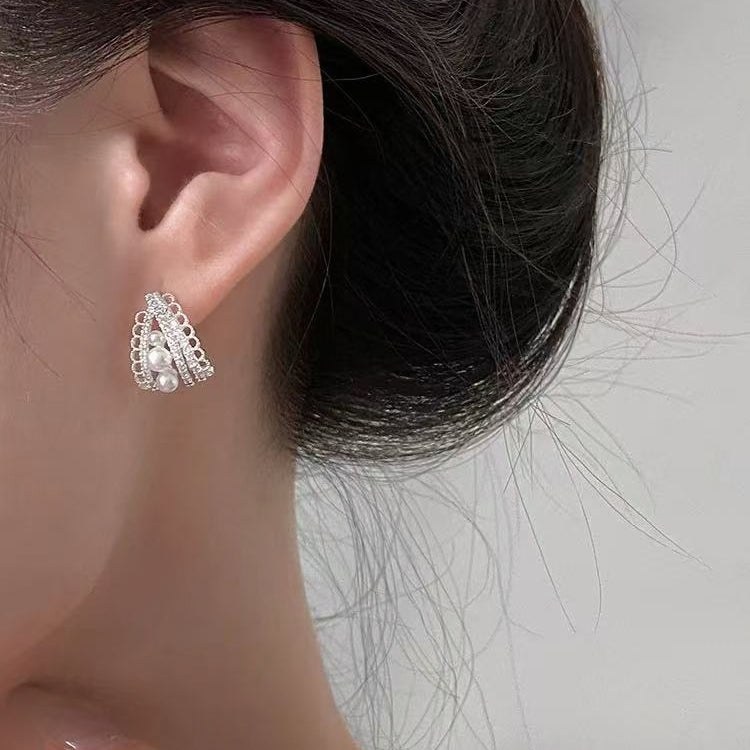 Vintage Lace Pearl Hoop Earrings | Elegant Luxury Pearl Jewelry