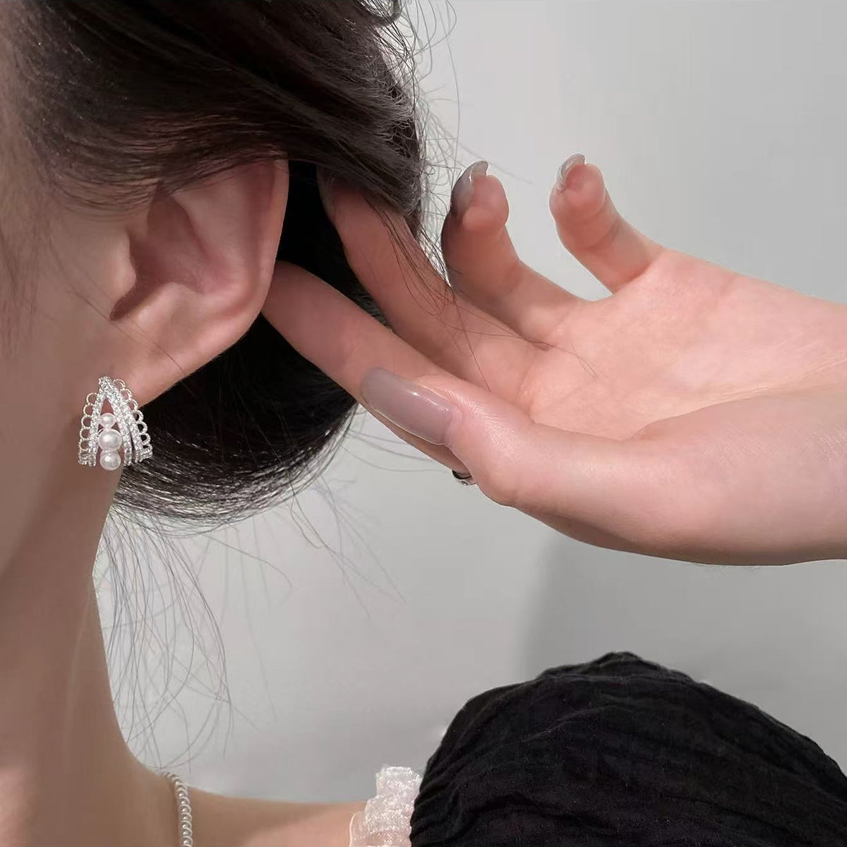 Vintage Lace Pearl Hoop Earrings | Elegant Luxury Pearl Jewelry