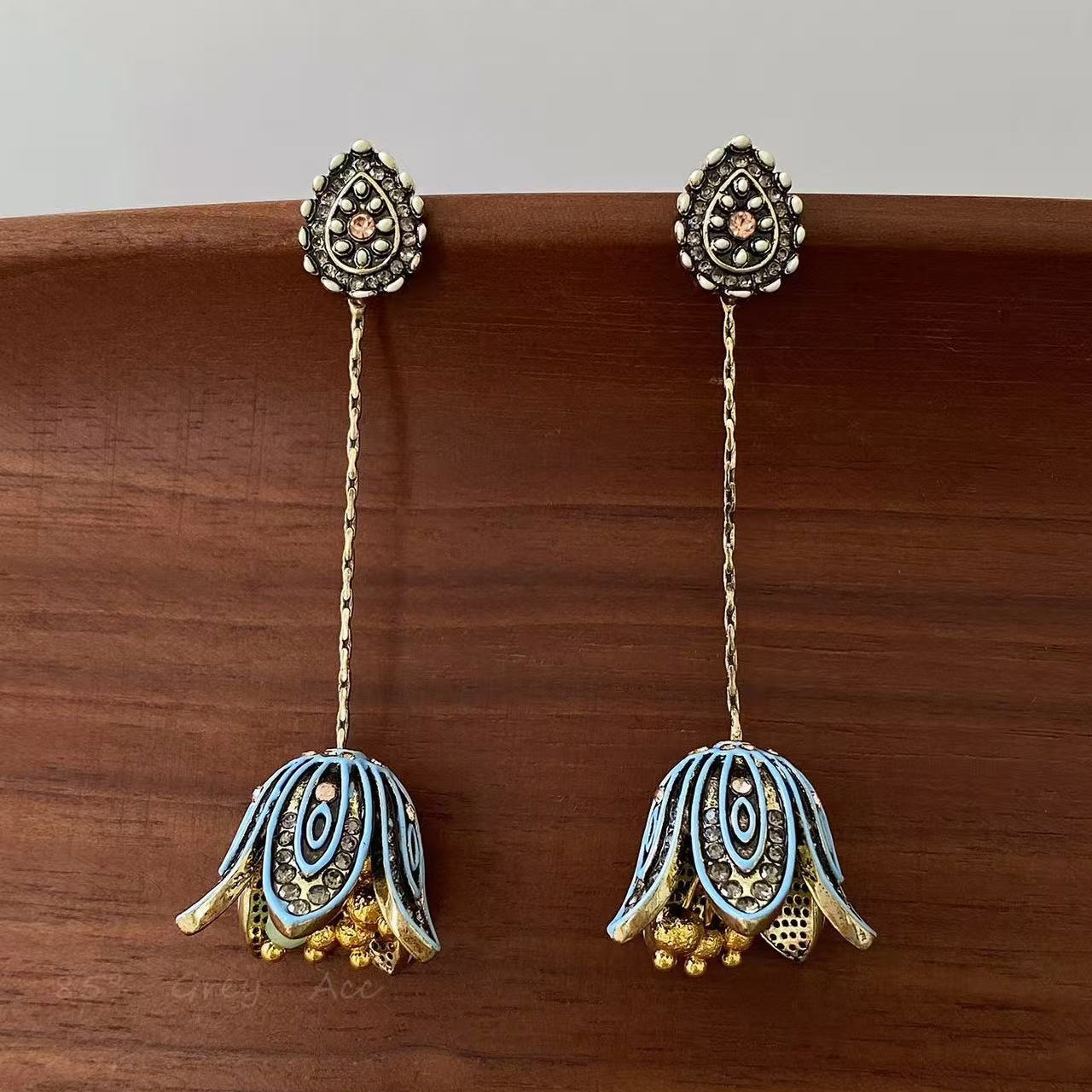 Vintage Enamel Tulip Drop Earrings | Luxury Artisan Floral Statement Earrings