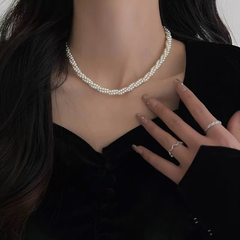 French Vintage Multi-Strand Twisted Pearl Necklace: A Touch of Elegance
