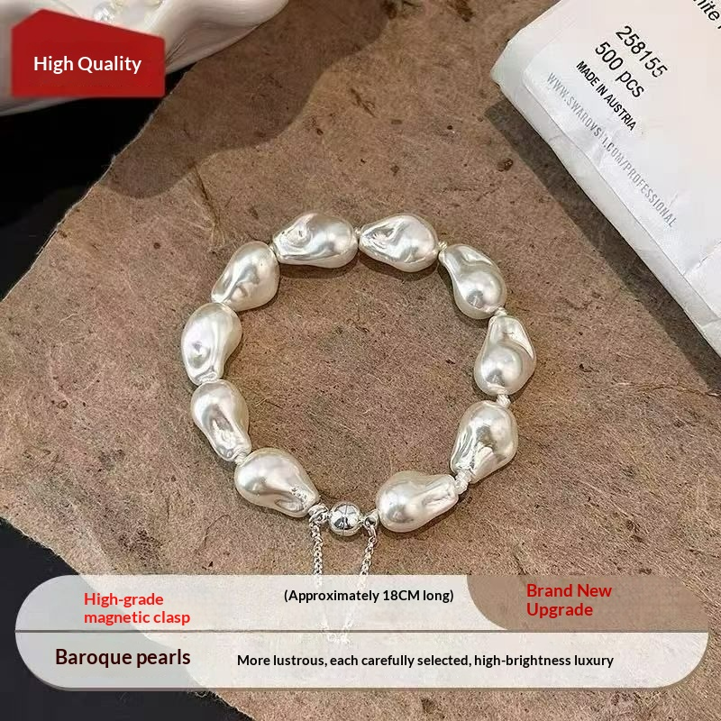 Baroque Pearl Bracelet, Magnetic Clasp, Luxurious Look